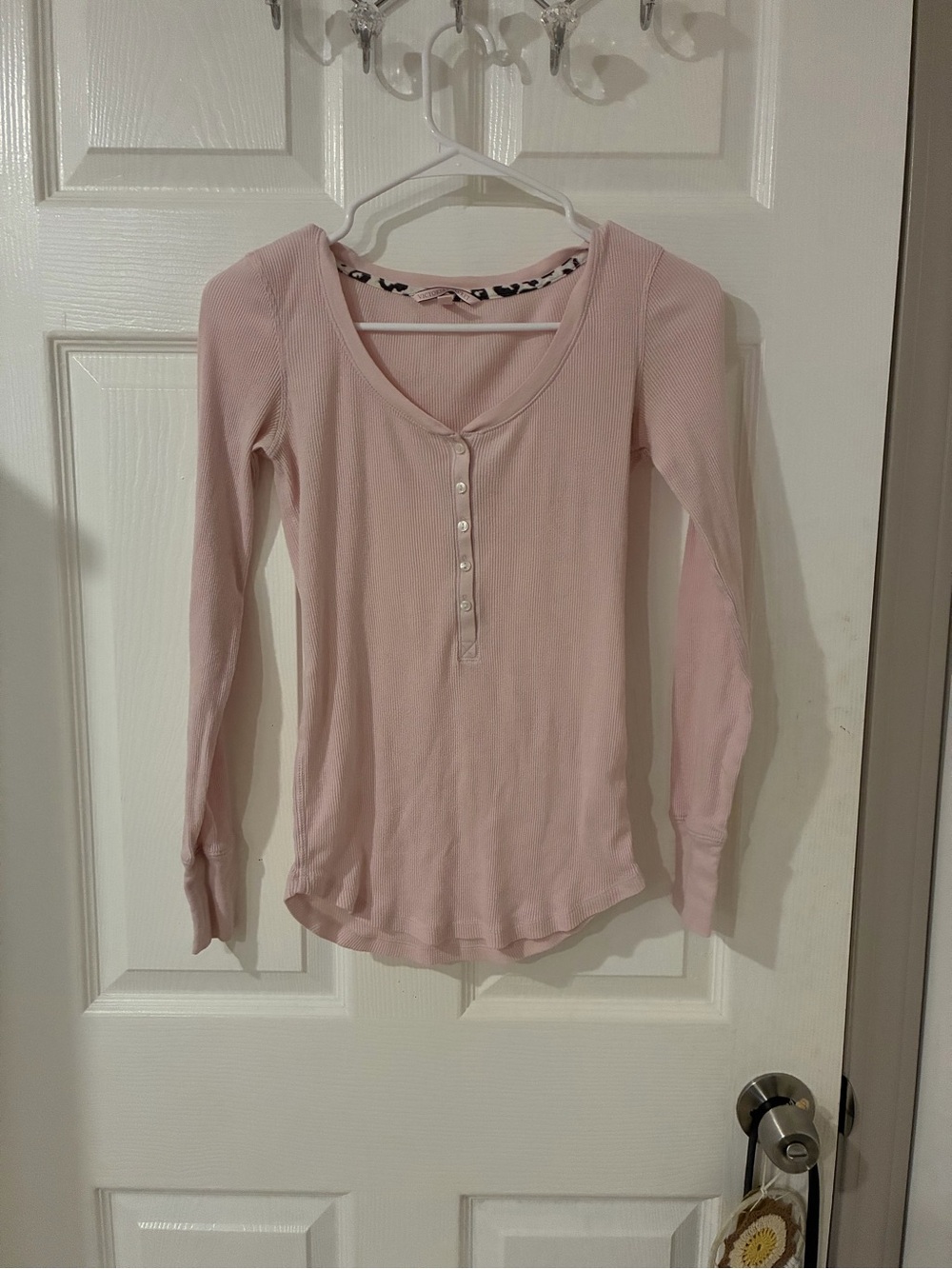 Victoria's Secret Baby Pink Henley Long Sleeve Top